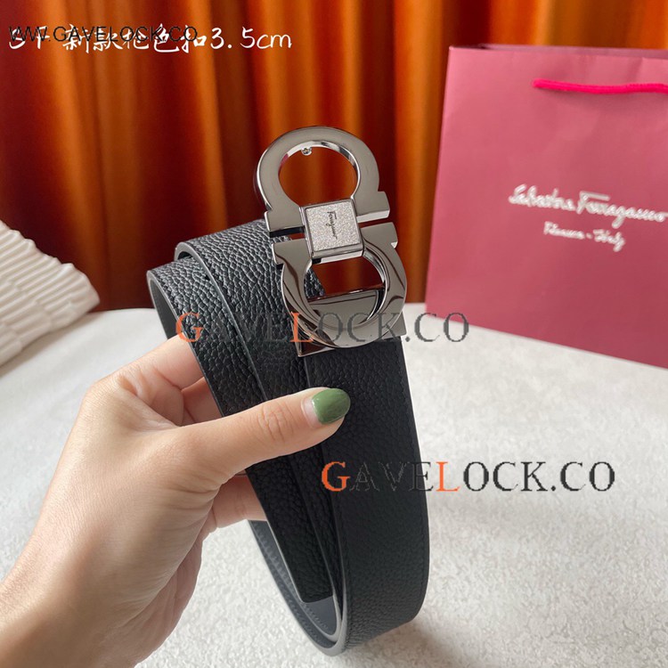 2022 Copy Salvatore Ferragamo Reversible Leather Strap Gray Buckle